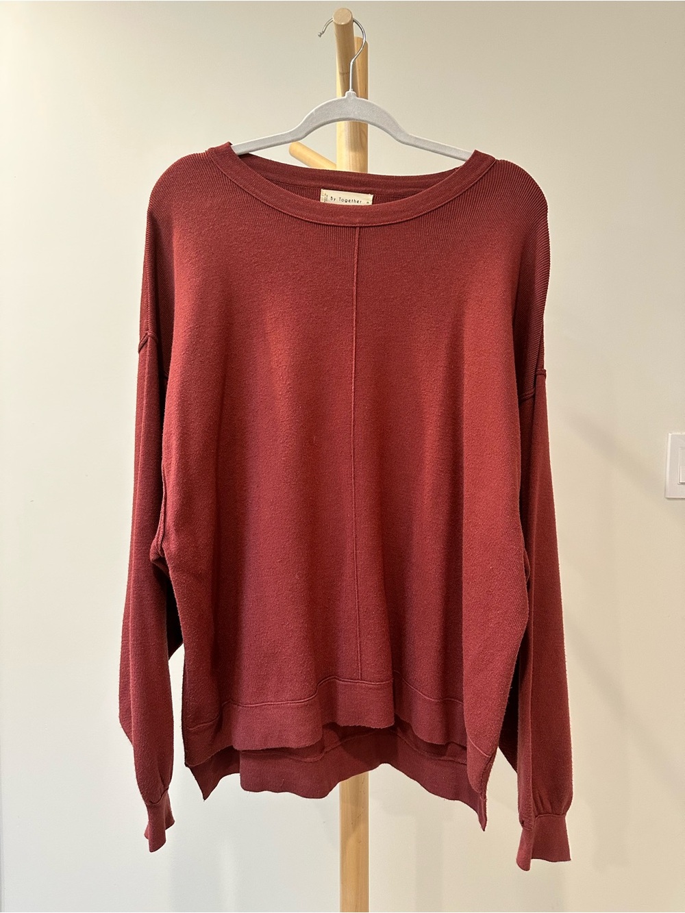 Cozy Oversized Women's Sweater - Deep Red